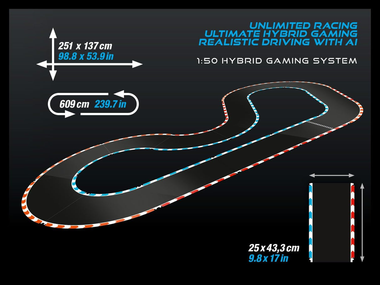 Carrera HYBRID Racing Set Runway Chase mit 2 Porsche 911 GT3 R, App-Steuerung, KI-Unterstützung und 6,09 m Rennstrecke