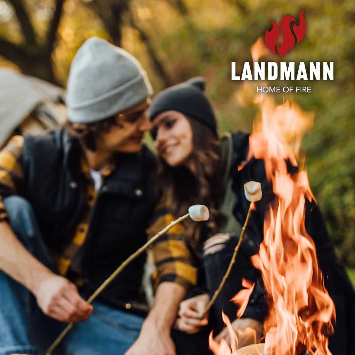 LANDMANN Feuerschale Ø 60,5 cm schwarz – Funkenschutzgitter, 360° Feuersicht