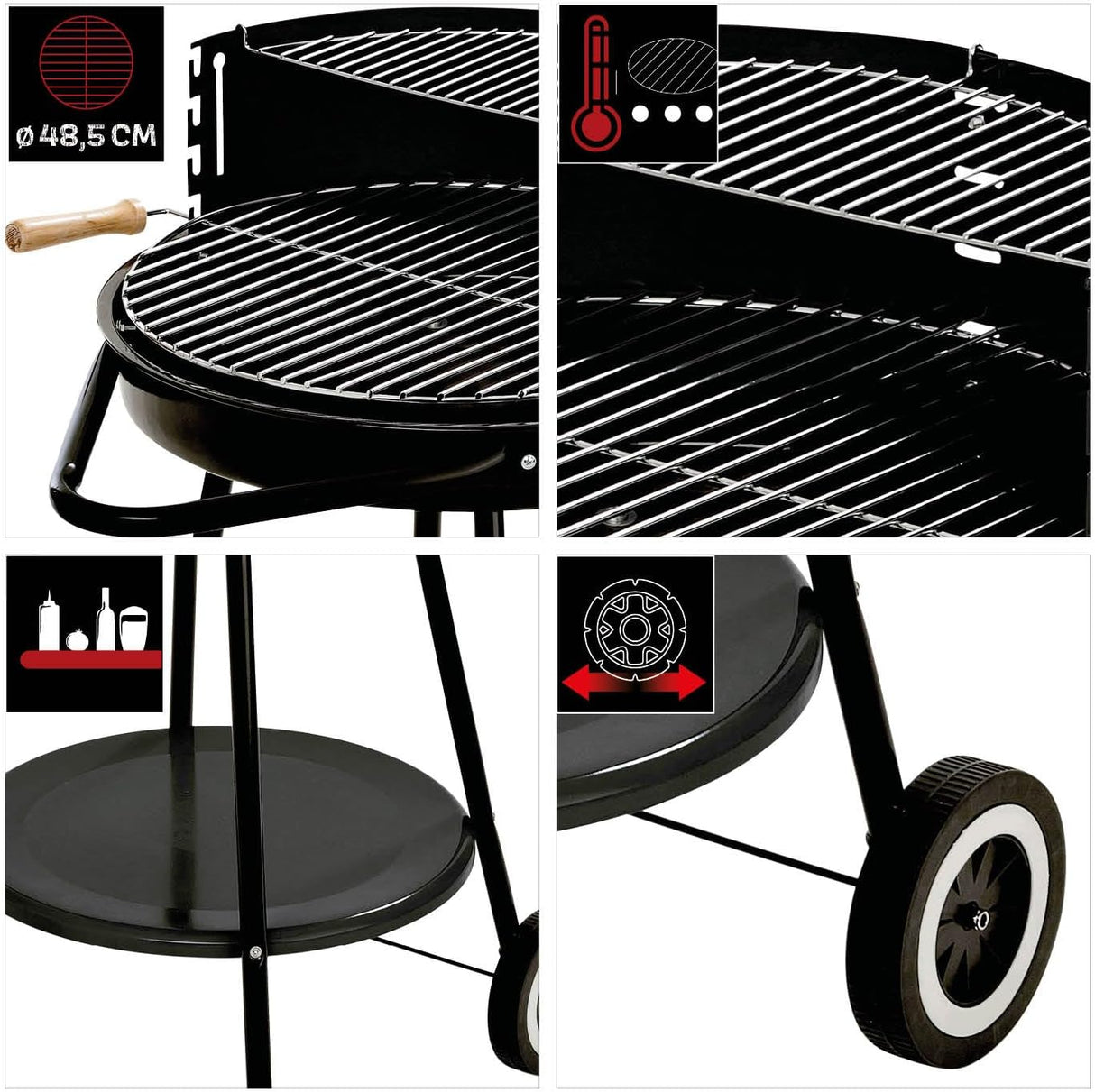 GRILLCHEF by LANDMANN Holzkohlegrillwagen Corso Ø 48,5 cm höhenverstellbar