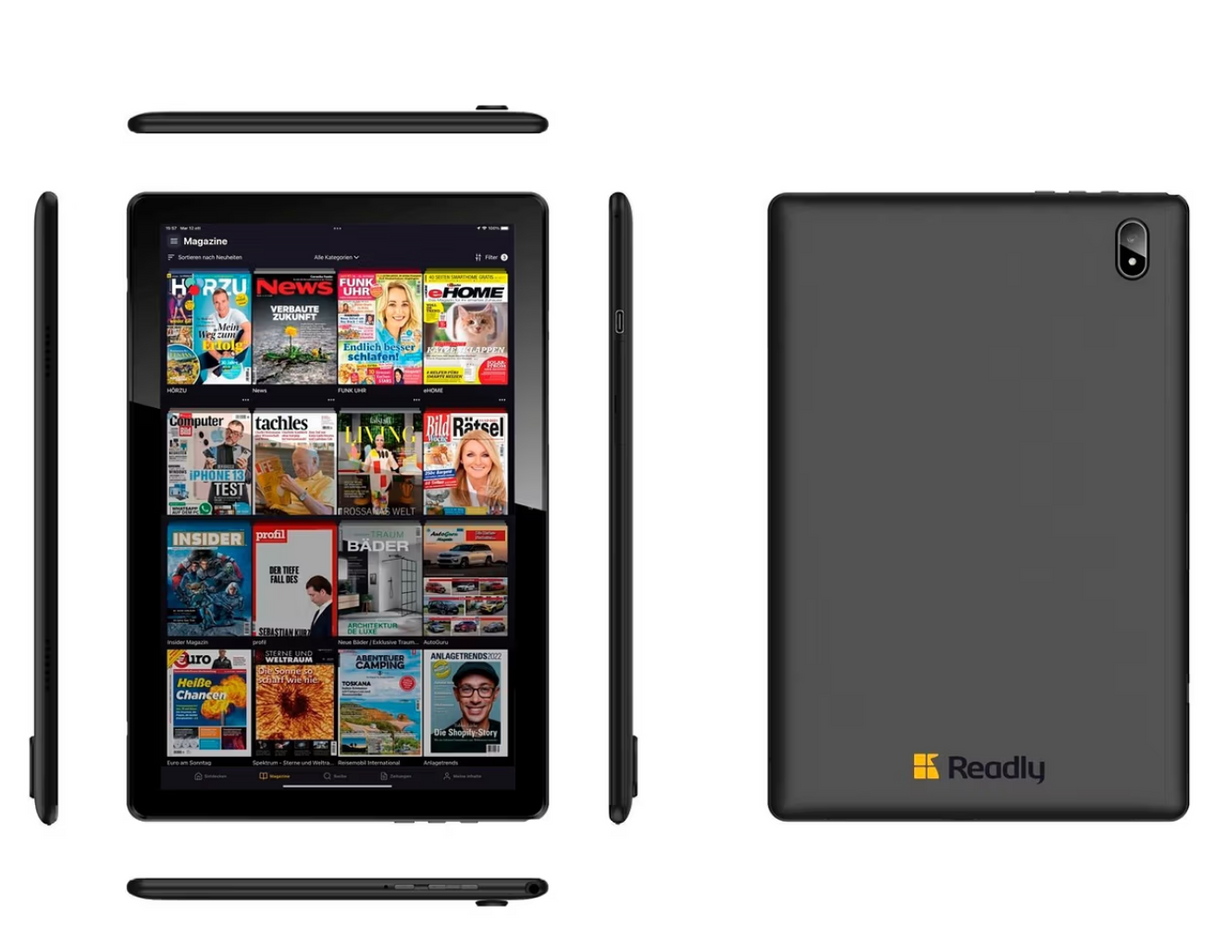Readly Reader Android 12 Tablet mit Deutschlands größtem digitalem Kiosk