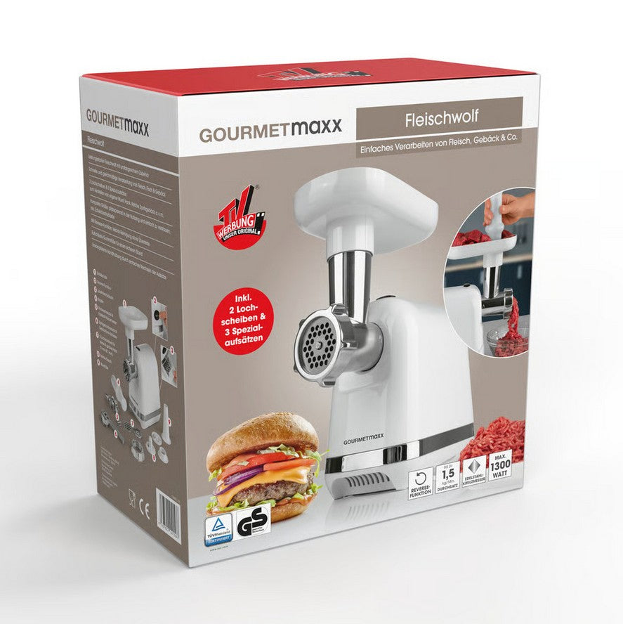 GOURMETmaxx Fleischwolf elektrisch Würstfüller Zerkleinerer Wurstmaschine 1300W