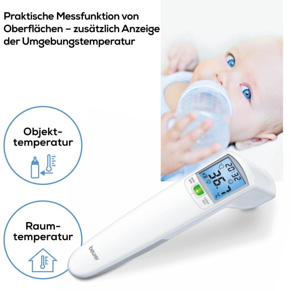Beurer FT 100 kontaktloses Infrarot-Fieberthermometer für Stirn, Objekt- und Raumtemperatur