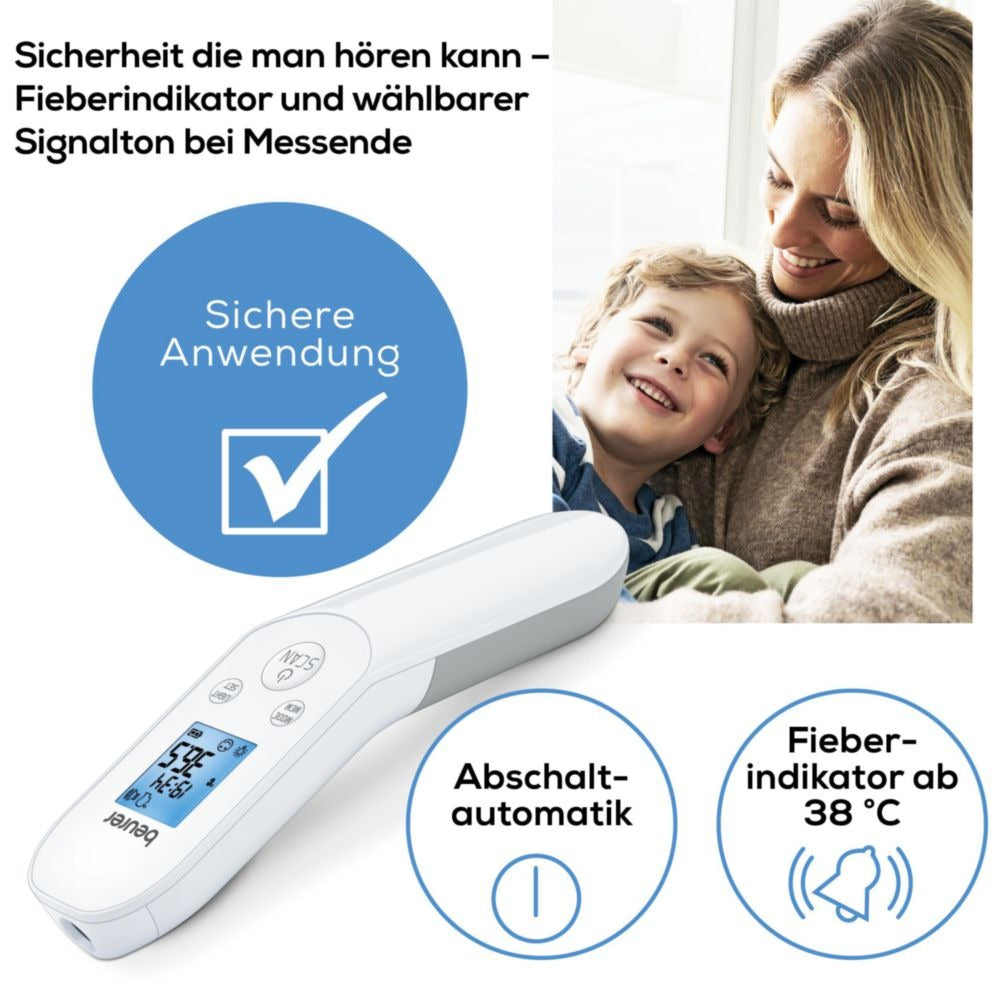 Beurer FT 85 kontaktloses Infrarot-Fieberthermometer für Stirn, Objekt- und Raumtemperatur