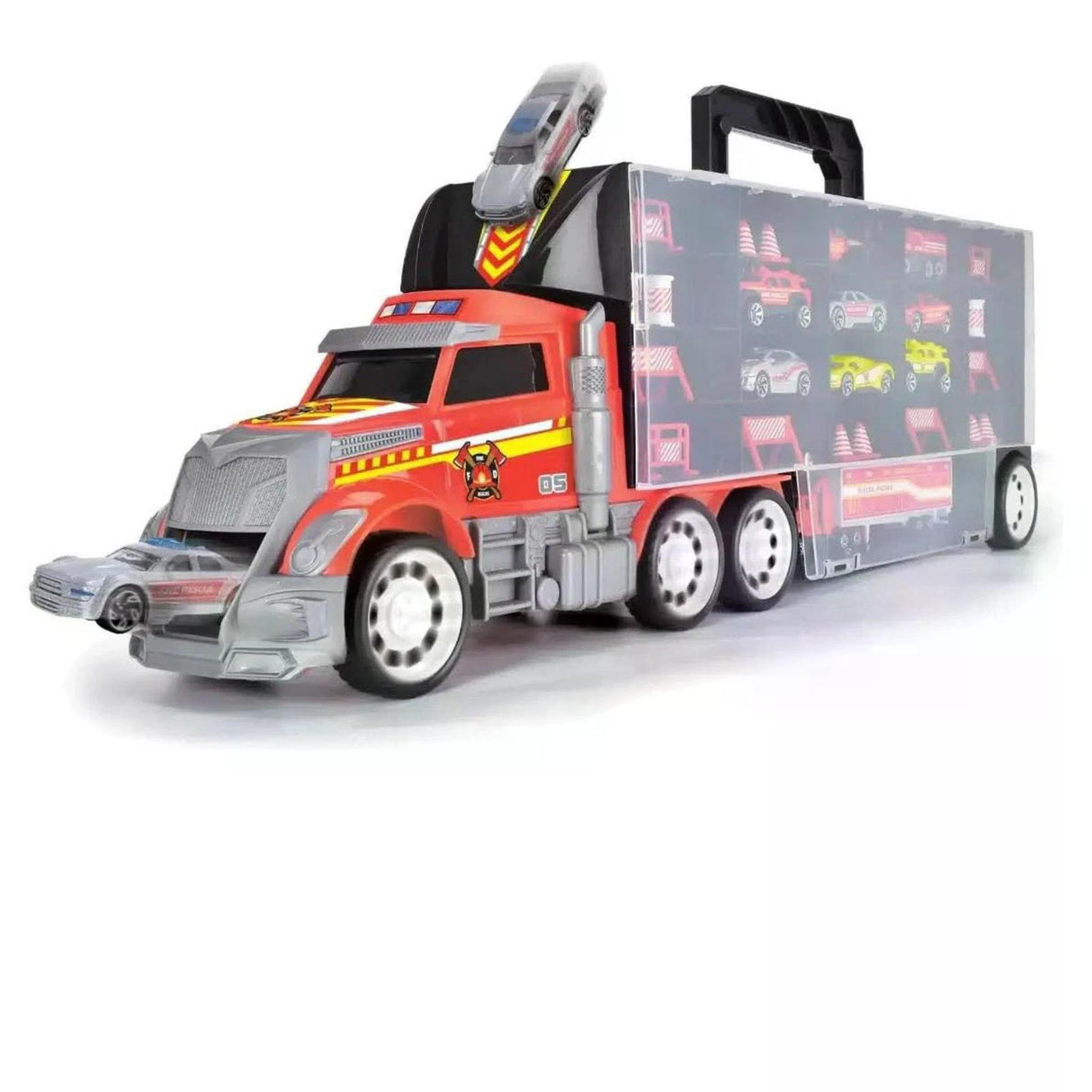 Dickie Toys Feuerwehr Truck 42 tlg Set mit 9 Autos Zubehör & Rampe ab 3 Jahren