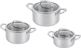 Ninja EverClad 3-teiliges Edelstahl-Topfset C93000DE mit Glasdeckeln, 16/18/20 cm, induktionsgeeignet und ofenfest bis 315 °C