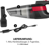 CLEANmaxx Akku-Handstaubsauger kabellos mit 3500 Pa Saugkraft, LED-Beleuchtung, Fugendüse, EPA-Filter 11 und USB-Ladekabel
