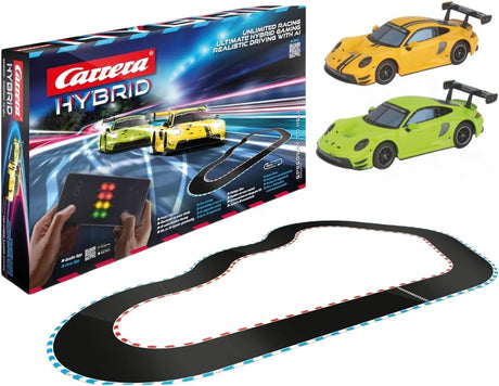 Carrera HYBRID Racing Set Speedway to Hell mit 2 Porsche 911 GT3 R, App-Steuerung, KI-Unterstützung und 6,09 m Rennstrecke