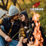 LANDMANN Feuerschale Ø 60,5 cm schwarz – Funkenschutzgitter, 360° Feuersicht