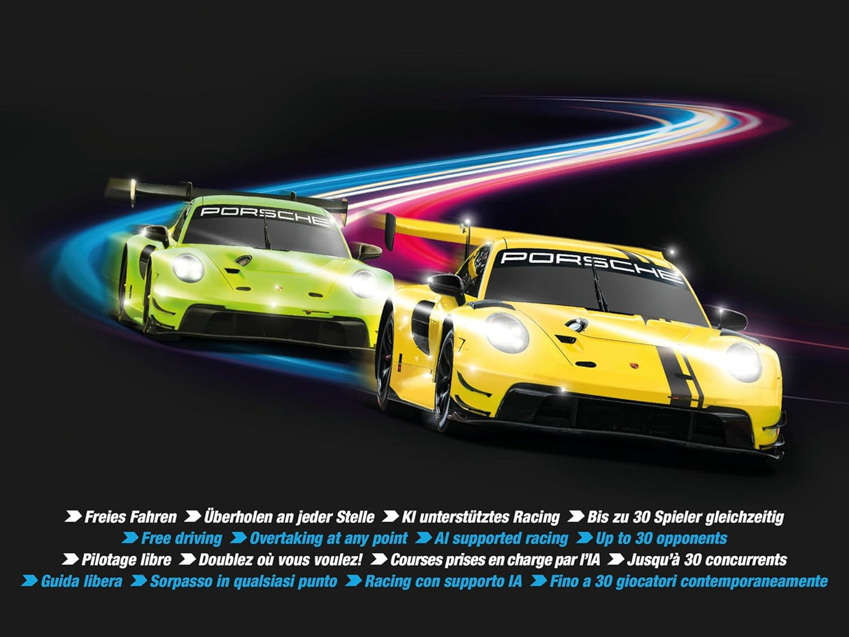 Carrera HYBRID Racing Set Speedway to Hell mit 2 Porsche 911 GT3 R, App-Steuerung, KI-Unterstützung und 6,09 m Rennstrecke