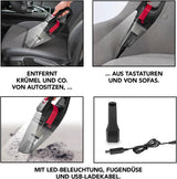 CLEANmaxx Akku-Handstaubsauger kabellos mit 3500 Pa Saugkraft, LED-Beleuchtung, Fugendüse, EPA-Filter 11 und USB-Ladekabel