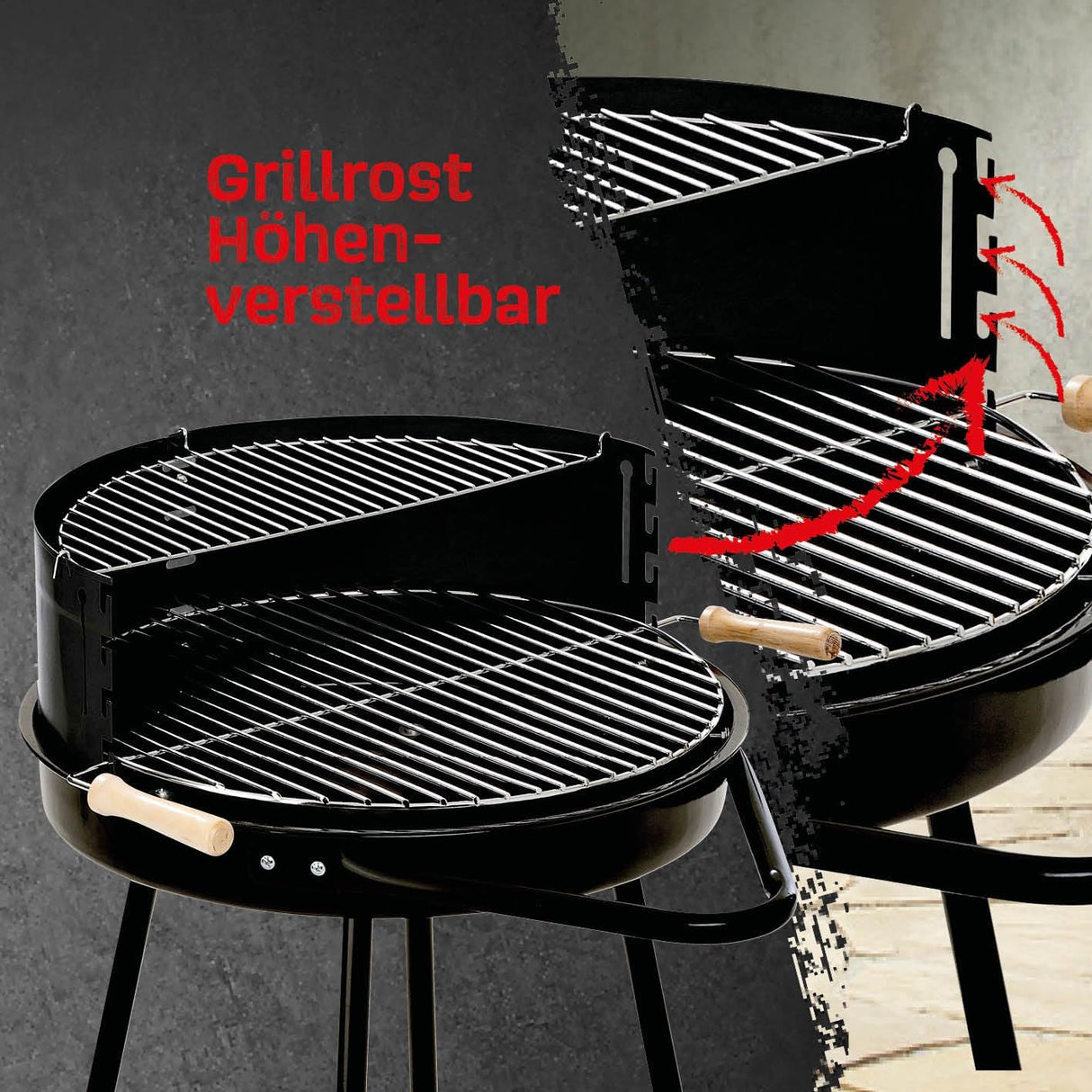 GRILLCHEF by LANDMANN Holzkohlegrillwagen Corso Ø 48,5 cm höhenverstellbar