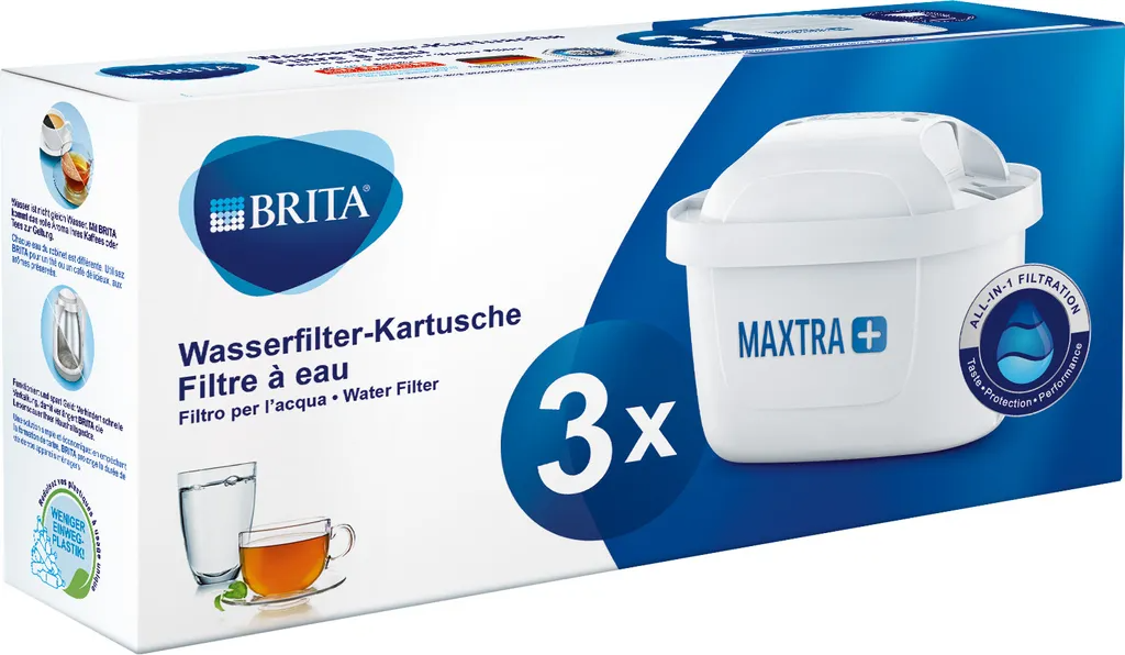 BRITA MAXTRA+ Wasserfilter-Kartuschen 3er-Pack für BRITA Filterkannen, Ersatzfilter für gefiltertes Trinkwasser