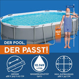 Bestway® Power Steel™ Frame Pool Komplett-Set mit Filterpumpe 488 x 305 x 107 cm, grau, oval