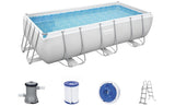 Bestway Power Steel Frame Pool-Set mit Filterpumpe 404 x 201 x 100 cm , lichtgrau, eckig
