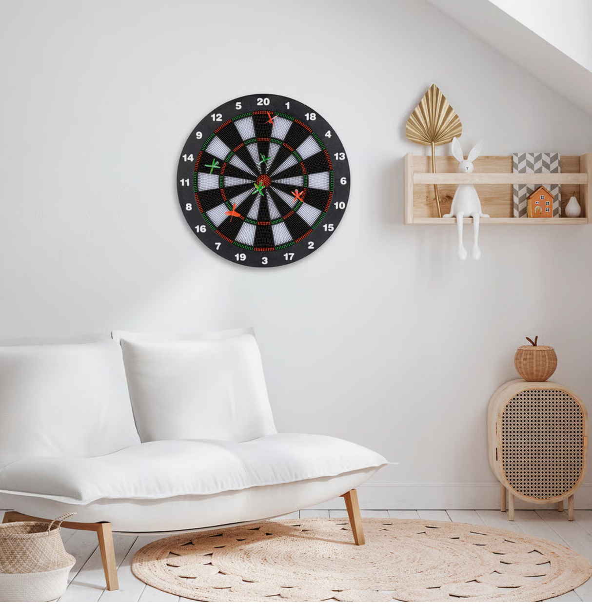 Dartscheibe Dartboard Soft Dart Set Dartspiel mit 6 Pfeilen Kunststoff Tips