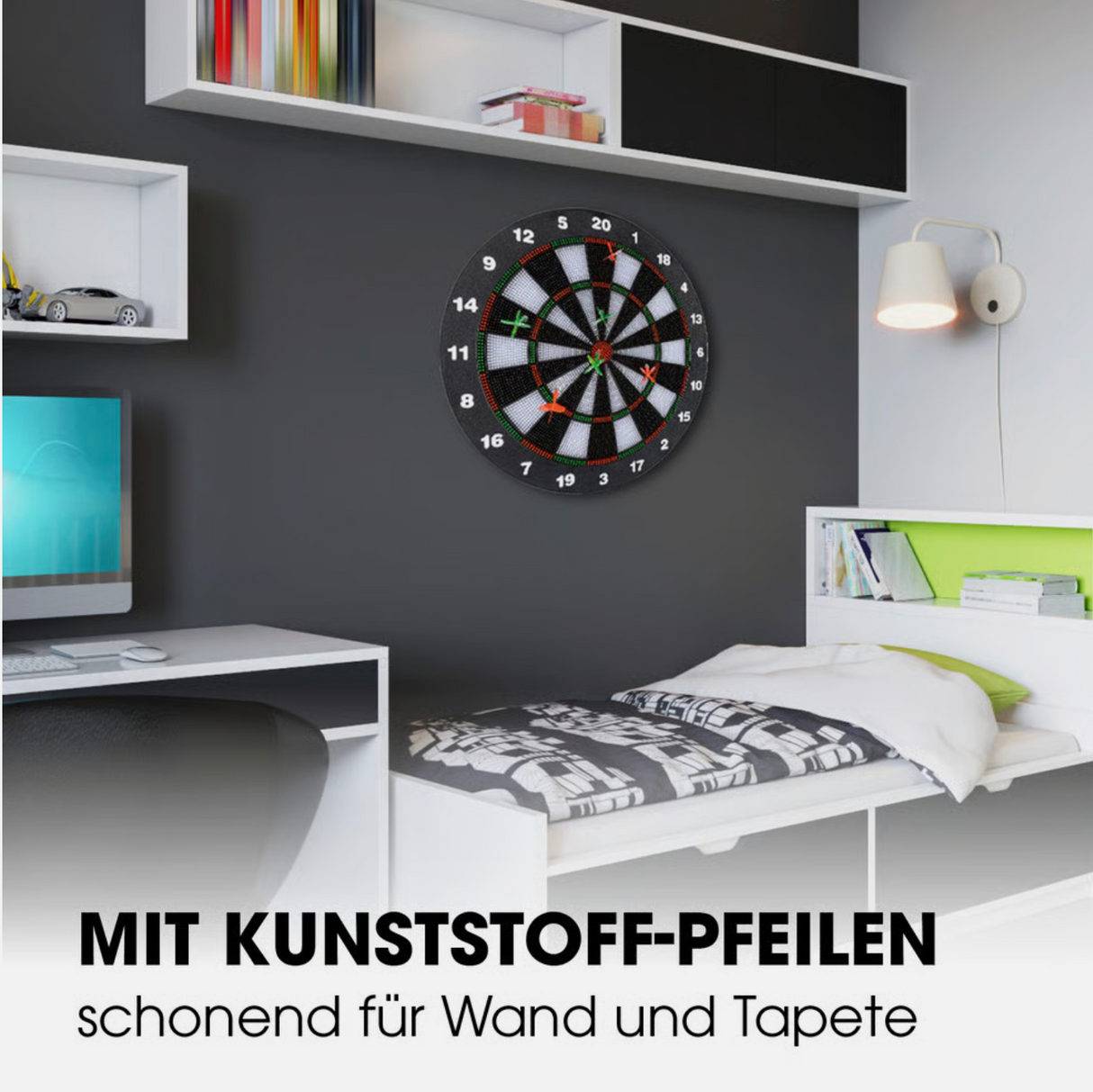 Dartscheibe Dartboard Soft Dart Set Dartspiel mit 6 Pfeilen Kunststoff Tips