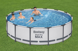 Bestway Steel Pro MAX Frame Pool Komplett-Set mit Filterpumpe Ø 427 x 107 cm lichtgrau rund