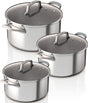 Ninja EverClad 3-teiliges Edelstahl-Topfset C93000DE mit Glasdeckeln, 16/18/20 cm, induktionsgeeignet und ofenfest bis 315 °C