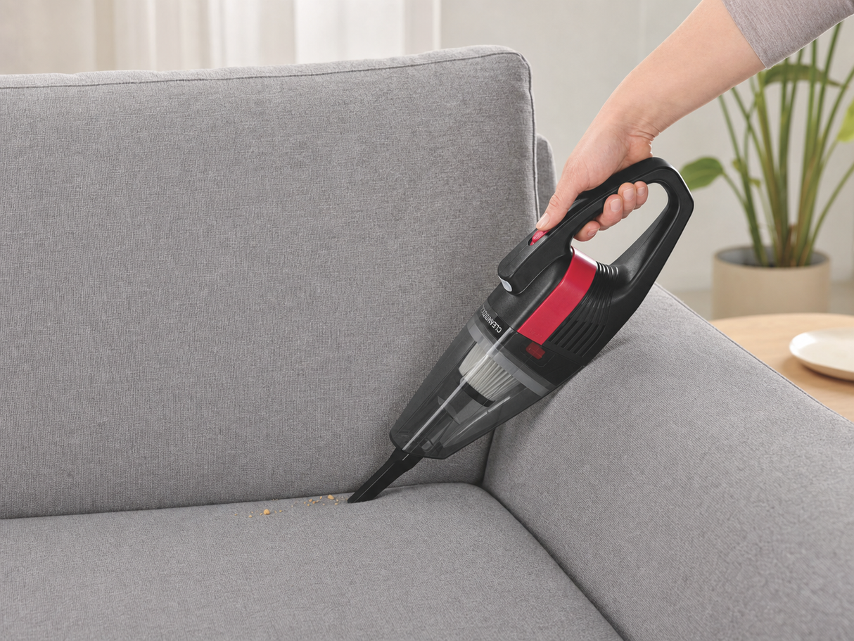 CLEANmaxx Akku-Handstaubsauger kabellos mit 3500 Pa Saugkraft, LED-Beleuchtung, Fugendüse, EPA-Filter 11 und USB-Ladekabel
