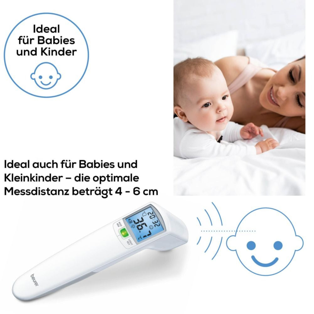 Beurer FT 100 kontaktloses Infrarot-Fieberthermometer für Stirn, Objekt- und Raumtemperatur