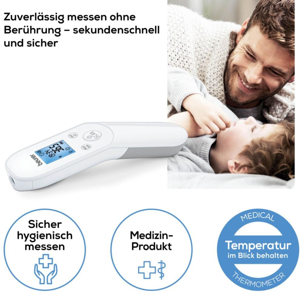Beurer FT 85 kontaktloses Infrarot-Fieberthermometer für Stirn, Objekt- und Raumtemperatur