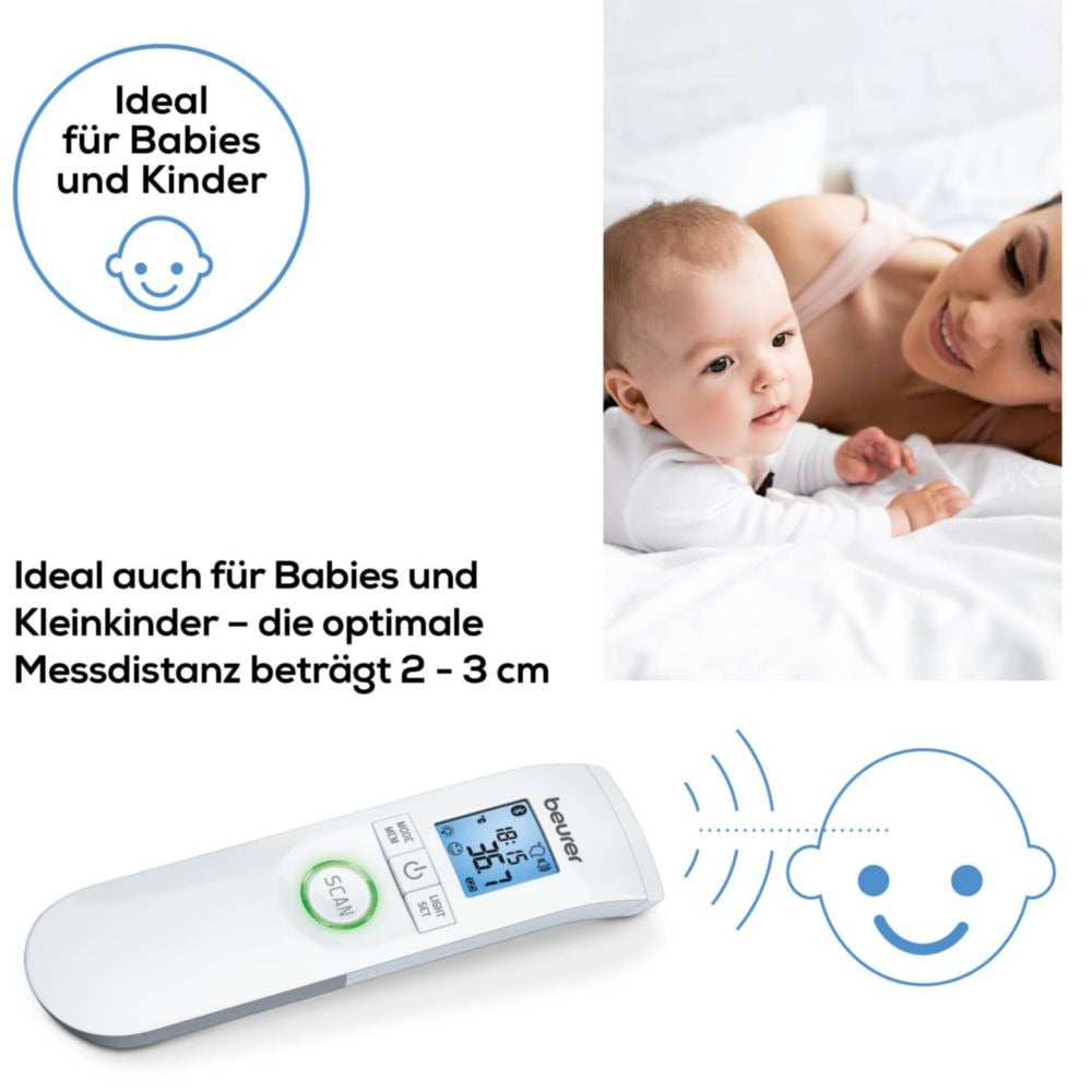 Beurer FT 95 kontaktloses Infrarot-Fieberthermometer für Stirn, Objekt- und Raumtemperatur
