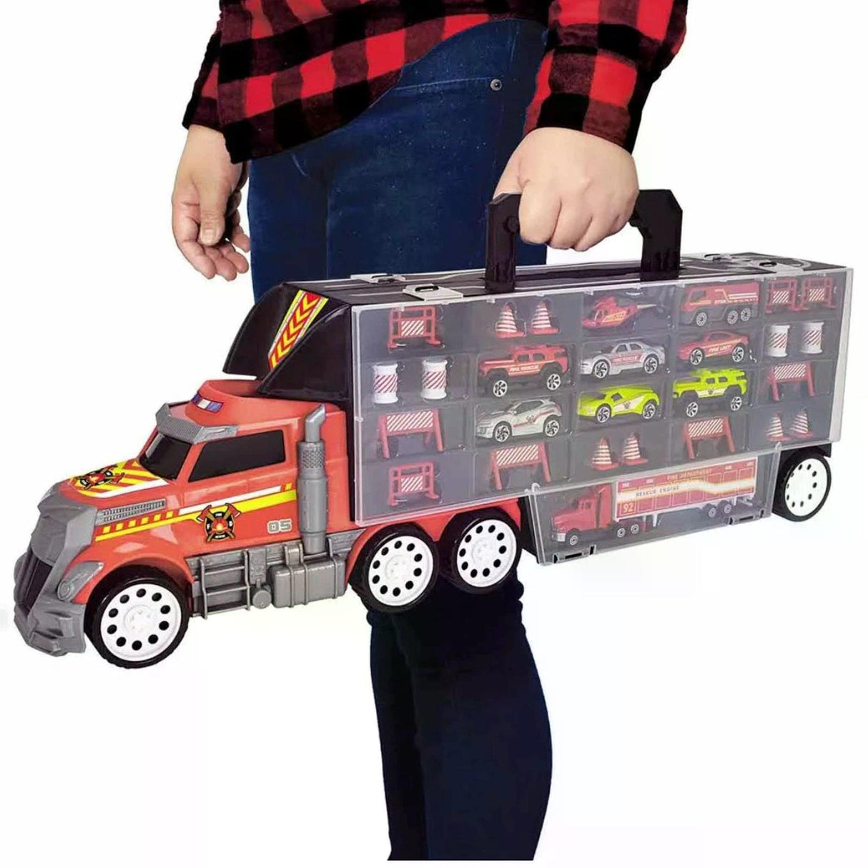 Dickie Toys Feuerwehr Truck 42 tlg Set mit 9 Autos Zubehör & Rampe ab 3 Jahren