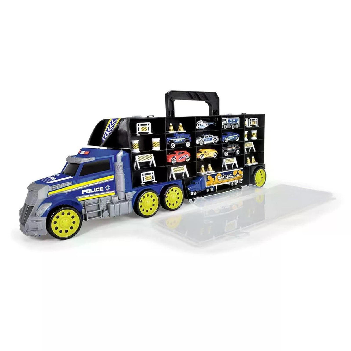 Dickie Toys Polizei Truck 42 tlg Set mit 9 Autos & Zubehör Transportkoffer ab 3 Jahre