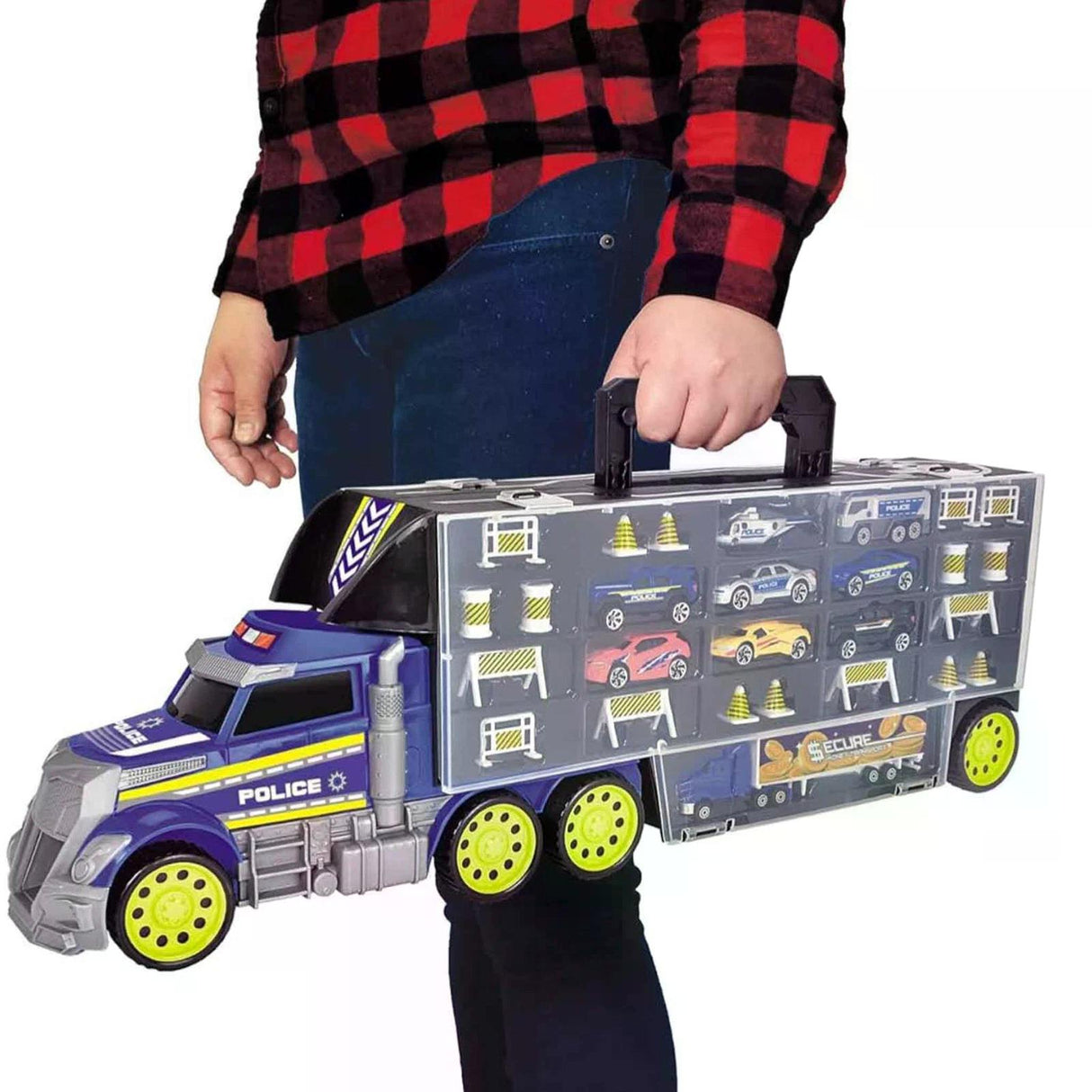 Dickie Toys Polizei Truck 42 tlg Set mit 9 Autos & Zubehör Transportkoffer ab 3 Jahre